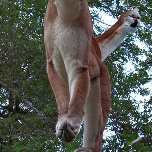 Image similar to looking up at a tall cougar