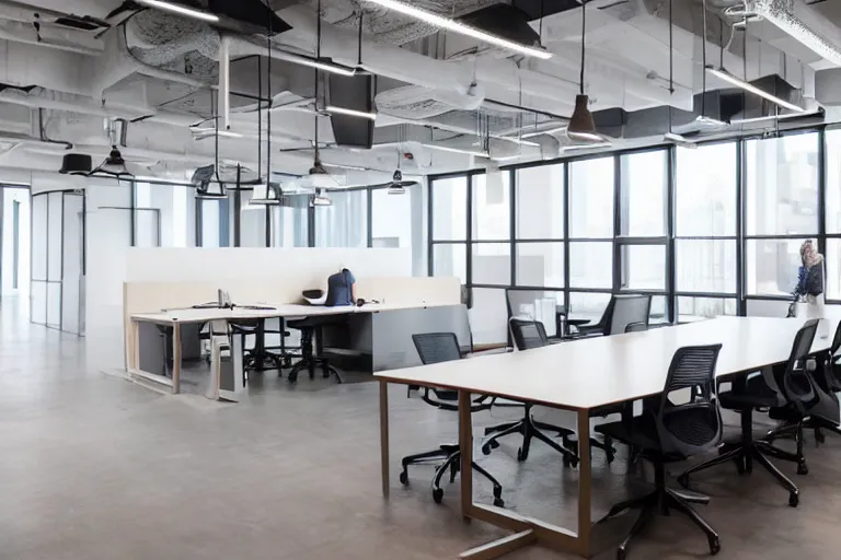 Prompt: empty space in co - working spaces or modern offices