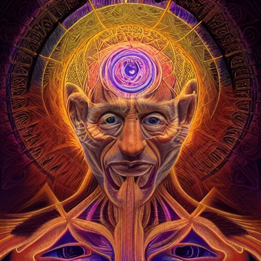 Image similar to the sacred dmt king by alex grey by GEOGLYPHIKS by FABIÁN JIMÉNEZ by MICHAEL DIVINE by AMANDA SAGE in the style of oil painting visionary art, intricate artwork by Tooth Wu and wlop and beeple. , trending on artstation, greg rutkowski very coherent symmetrical artwork, oil painting