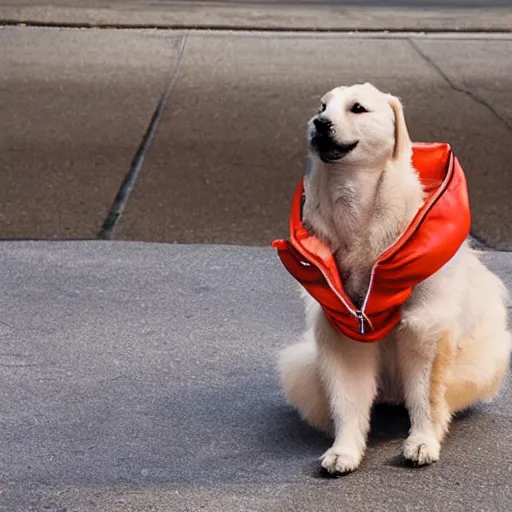 Image similar to a dog with duffle coat