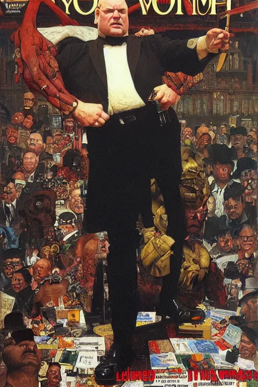Prompt: full length portrait of huge paul donald wight as marvel's kingpin dressed as gangster, new york, painted by lawrence alma tadema, zdzislaw beksinski, norman rockwell, jack kirby, tom lovell, greg staples