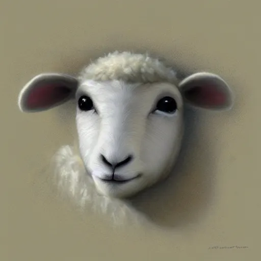 Prompt: sad and cute face of baby sheep made by nebula space, face only, model shot, pencil drawing, pastel, smooth, soft lights, by marc simonetti