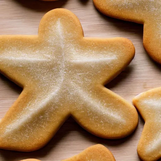 Image similar to close view of a star shaped cookie, warm dim light