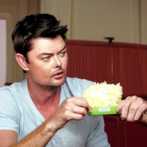 Image similar to karl urban eating rice