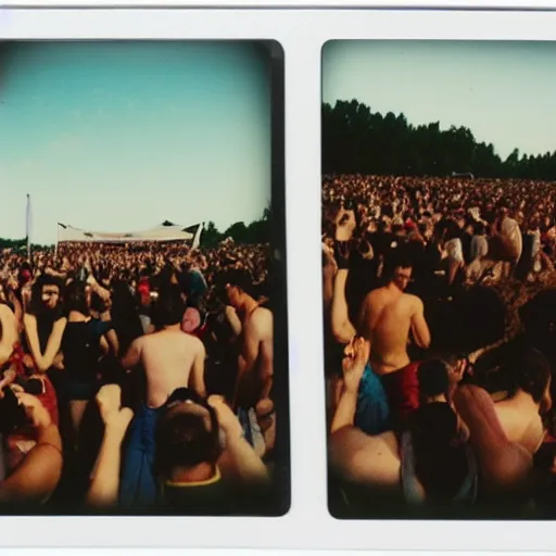 Prompt: Polaroid photos of Woodstock 99, 4K, award winning G