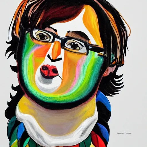 Prompt: andy milonakis as a goat, goat body, human head, anthropomorphic, 4 k, painting, cartoon high details