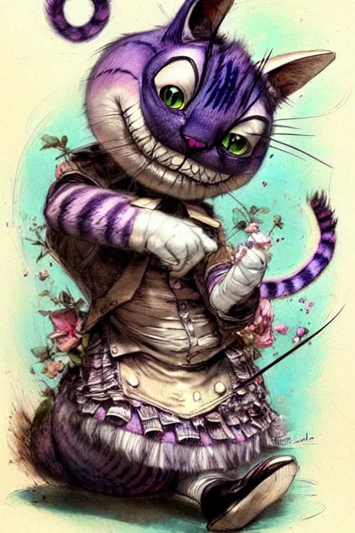 Image similar to ( ( ( ( ( 2 0 5 0 s retro future alice in wonderland cheshire cat. muted colors. ) ) ) ) ) by jean - baptiste monge!!!!!!!!!!!!!!!!!!!!!!!!!!!!!!