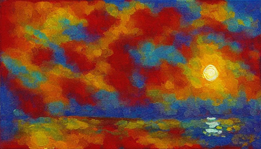 Image similar to the sun, blocked by a hexagon, impressionist oil painting