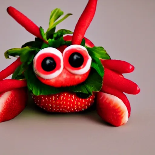 Image similar to strawberry creature with multiple eyes