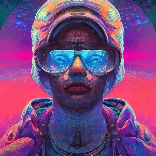 Image similar to An extremely psychedelic experience, colorful, surreal, dramatic lighting, cosmonaut, LSD, face, detailed, intricate, elegant, highly detailed, digital painting, artstation, concept art, smooth, sharp focus, illustration, art by Sam Spratt, Dan Mumford, Artem Demura and Alphonse Mucha