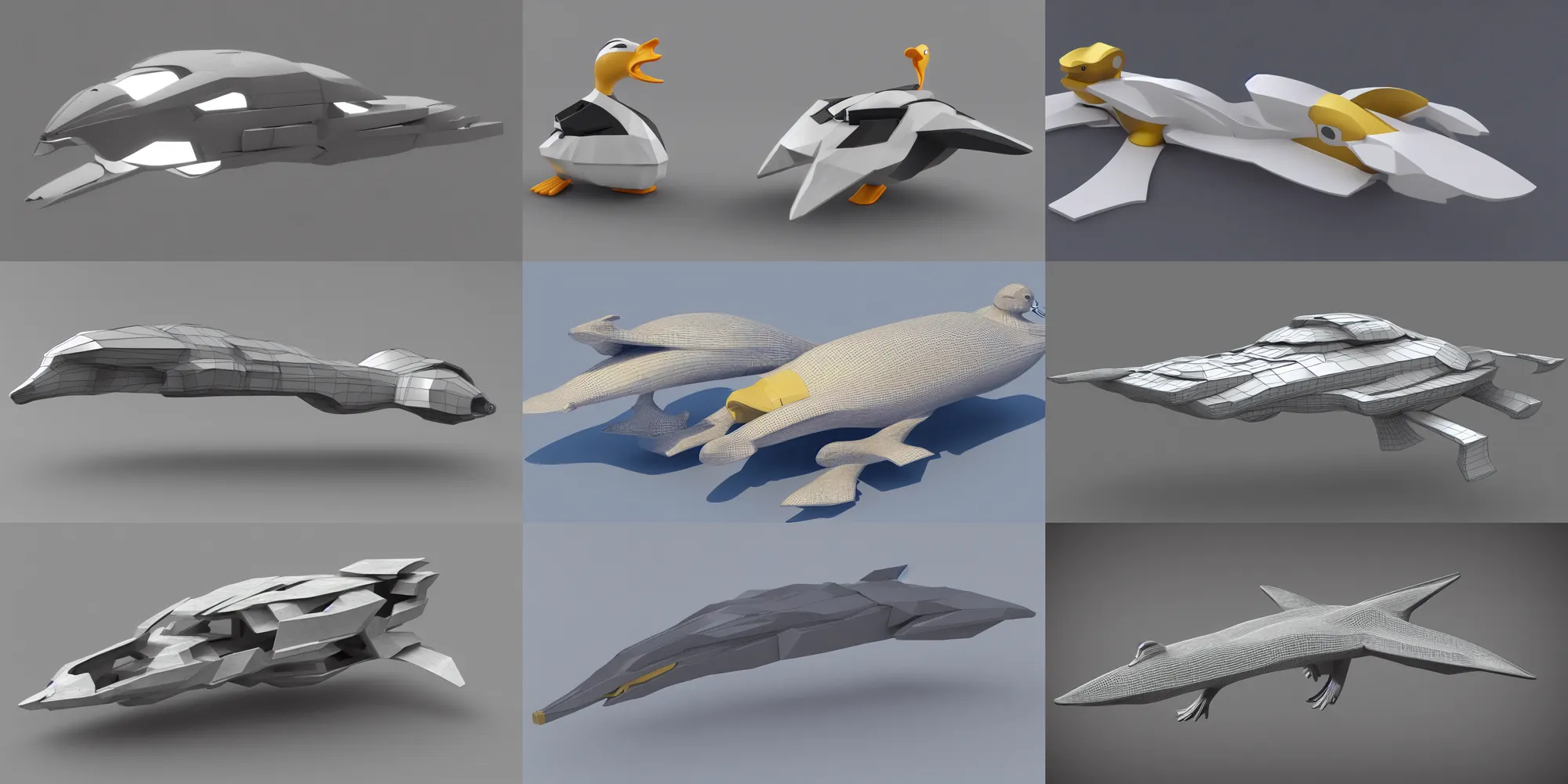 Prompt: Duck themed spaceship, 3d render, elegant, futuristic, duck head