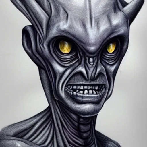 Prompt: hyper realistic drawing of an alien