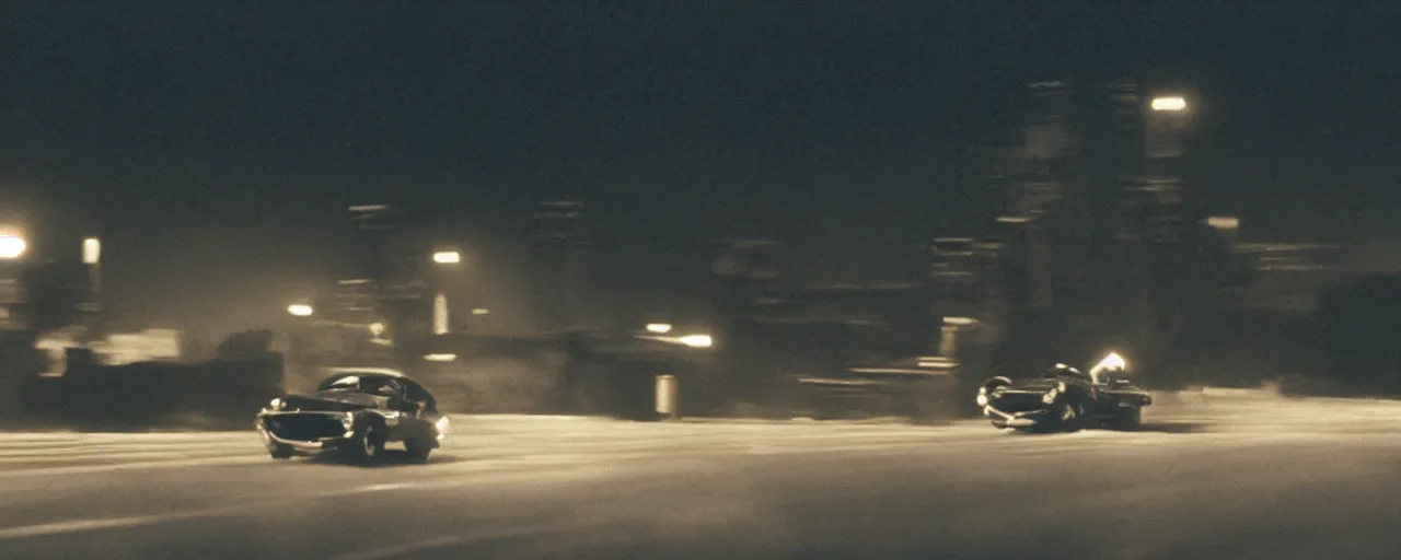 Image similar to a man driving a car in the dark, a screenshot by Edward George Handel Lucas, featured on cg society, les automatistes, reimagined by industrial light and magic, cinematic lighting, movie still