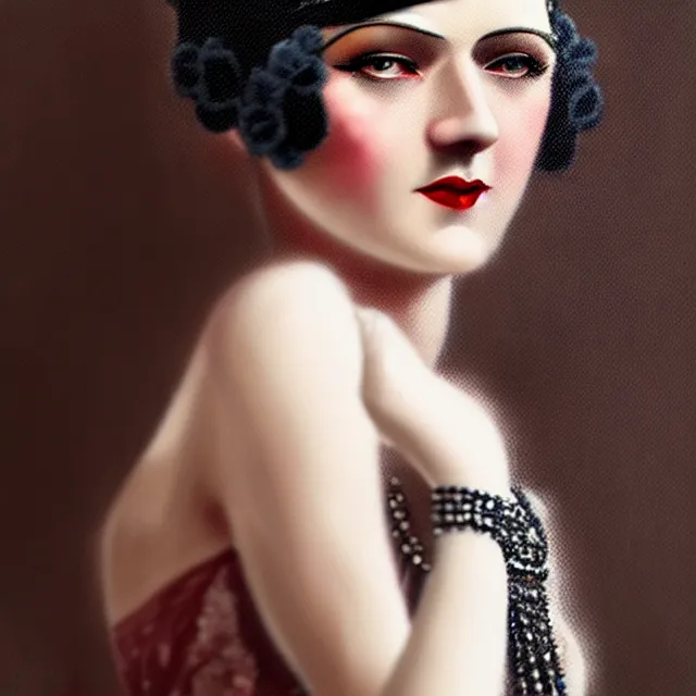 Image similar to 1 9 2 0 s woman in a flapper photo portrait, atmospheric lighting, painted, intricate, ultra detailed, well composed, best on artstation, cgsociety, epic, stunning, gorgeous, intricate detail, wow, masterpiece