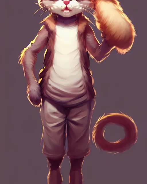 Image similar to character concept art of a young male anthropomorphic furry cat | | cute - fine - face, pretty face, key visual, realistic shaded perfect face, fine details by stanley artgerm lau, wlop, rossdraws, james jean, andrei riabovitchev, marc simonetti, and sakimichan, trending on artstation