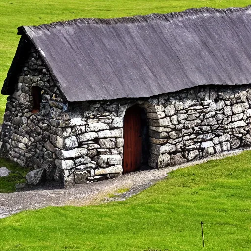 Image similar to medieval scottish blackhouse designed by constantin brodzki., fujinon premista 1 9 - 4 5 mm