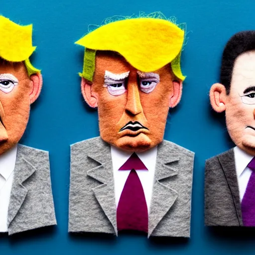 Image similar to detailed felt caricatures of trump suppoerters