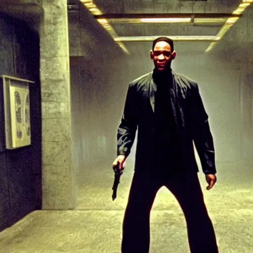 Image similar to Will Smith as Neo in the Matrix