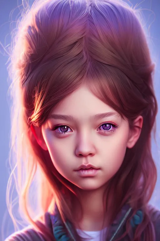 Image similar to very cute girl portrait, highly detailed eyes, intricate details, by artgerm, tooth wu, dan mumford, beeple, wlop, unreal engine 5 rendering