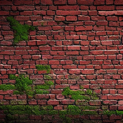 Image similar to old brick wall with moss and graffiti