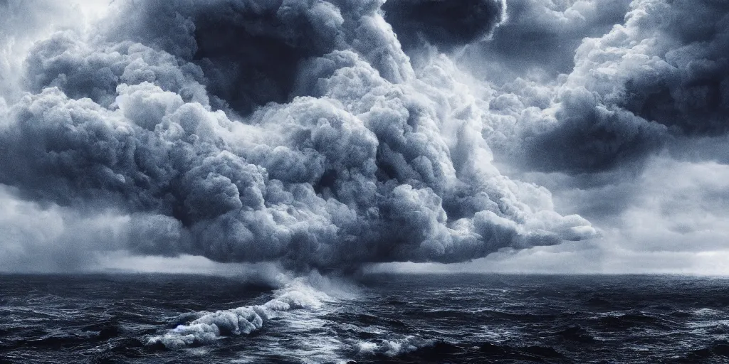 Prompt: detailed sea, layers, very detailed super storm, hyper realistic, impressive, very atmospheric, smoke boiling, cinematic, deep, very high complexity, stunning, masterpiece, weather photography, very detailed. 4 k