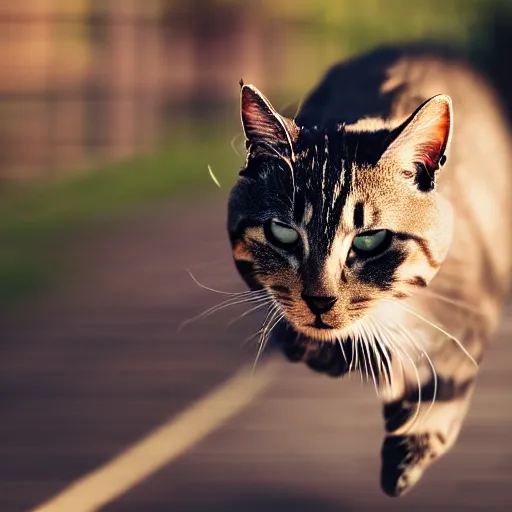 Image similar to photo of a fast blurry cat moving at the speed of light