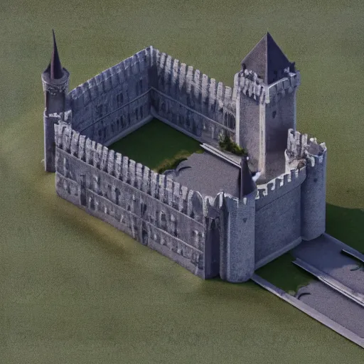 Prompt: isometric hyper real rendering of a sprawling castle, octane, c 4 d, cinematic