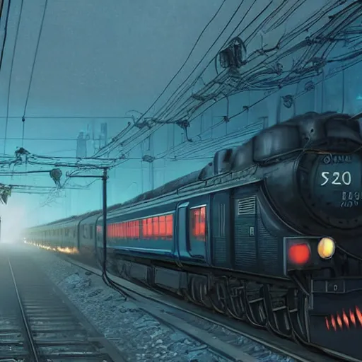 Image similar to :: Train to Hogwarts :: cyberpunk style :: Makoto Shinkai cyberpunk style :: Cinematography by Zack Snyder ::8k resolution :: cinematic shot :: epic :: awe :: masterpiece