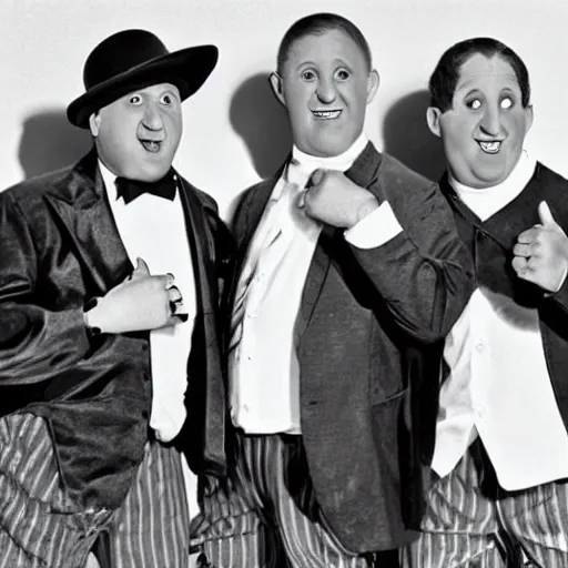 Image similar to the three stooges as a 90s boy band