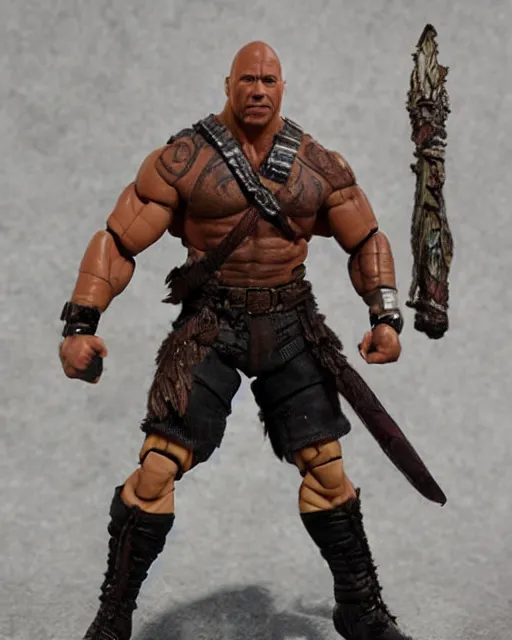 Image similar to dwayne johnson action figure. dnd, high fantasy. royo, artgem, wlop