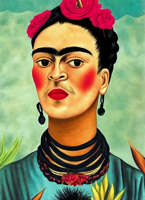 Image similar to frida kahlo as a six shooter cowboy