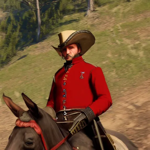 Prompt: napoleon in red dead redemption 2.