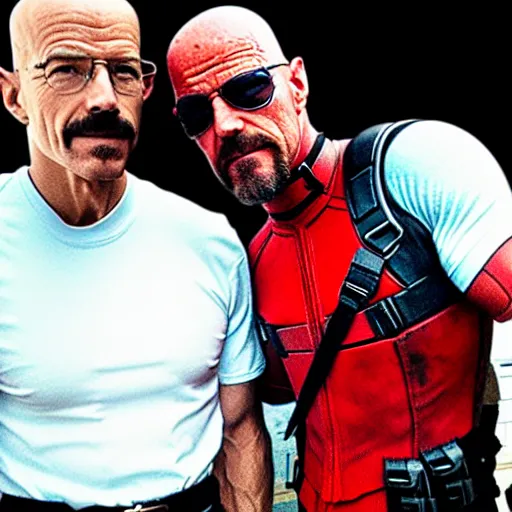 Prompt: deadpool and walter white.