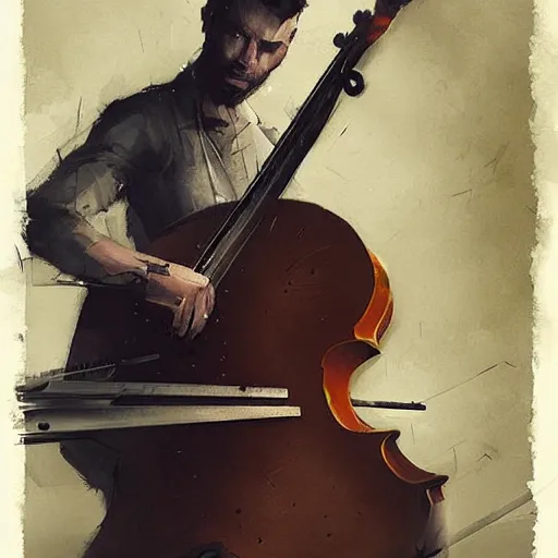 Image similar to strange composition with electro guitar in cello shape by greg rutkowski