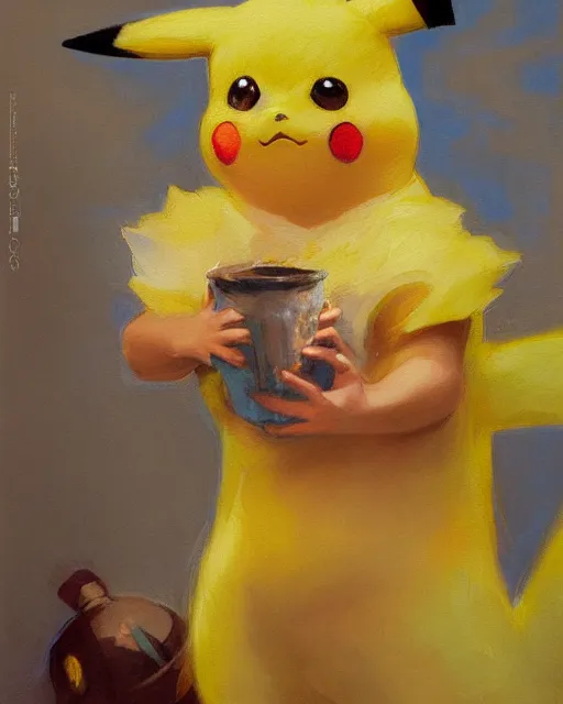 Image similar to pikachu woman painting by gaston bussiere, craig mullins, j. c. leyendecker