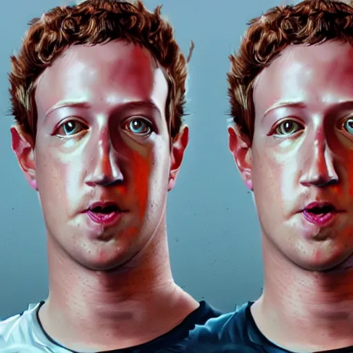 Image similar to mark zuckerberg in the style of meatcanyon , digital art , hyperdetailed , artstation , cgsociety , matt painting , concept art