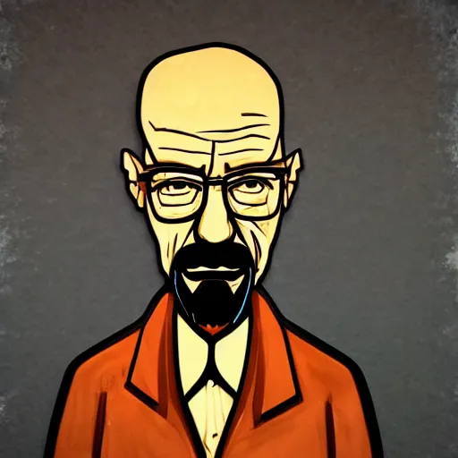 Image similar to portrait of walter white in don't starve, cupboard cutout art, 4 k, highly detailed, epic lighting