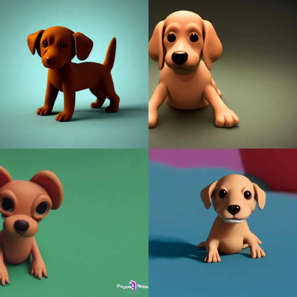 Prompt: plasticine claymation puppy, adorable, 8k render, hd