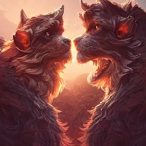 Image similar to a beautiful portrait of a cerberus. intricate, epic lighting, cinematic composition, hyper realistic, 8 k resolution, unreal engine 5, by artgerm, tooth wu, dan mumford, beeple, wlop, rossdraws, james jean, marc simonetti, artstation