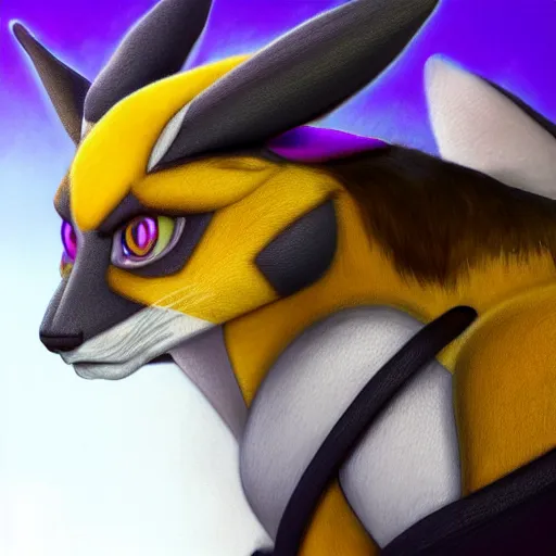 Prompt: realistic portrait of renamon, with leather texture, portrait, highly detailed, hyperrealistic, digital painting, artstation, concept art, smooth, sharp focus, illustration, cinematic lighting