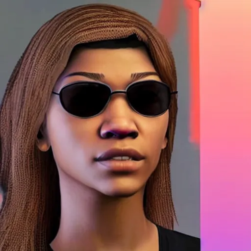 Image similar to zendaya as a gtav character