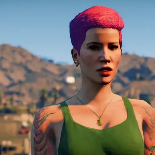 Image similar to Halsey in GTA V, 4k