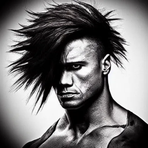 Image similar to photo The Rock emo hair