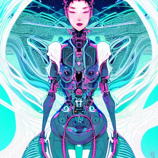 Prompt: ethereal, wired, cybernetic alien princess in the mountains, extremely detailed, sharp focus, wide angle, smooth, digital illustration, by james jean, by rossdraws, frank franzzeta, sakimichan