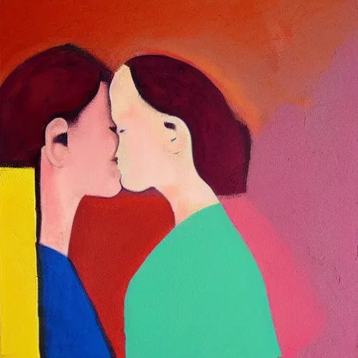 Prompt: lesbian couple, artistic, abstract, painting by magdalena weber