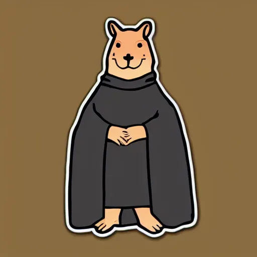 Image similar to a sticker illustration of a capybara wearing a sith robe