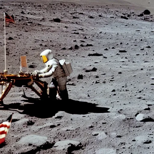 Image similar to neil armstrong planting the flag on mars