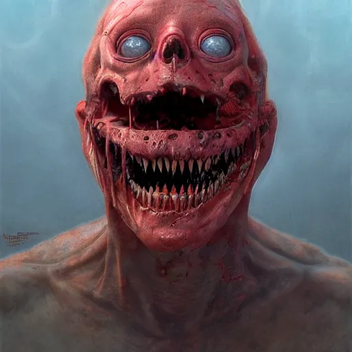 Image similar to elmo flesh eating worms, macabre, horror saw teeth, horror rotten teeth, peeling face skin, by donato giancola and greg rutkowski and wayne barlow and zdzisław beksinski, realistic face, visible face, digital art, artstation