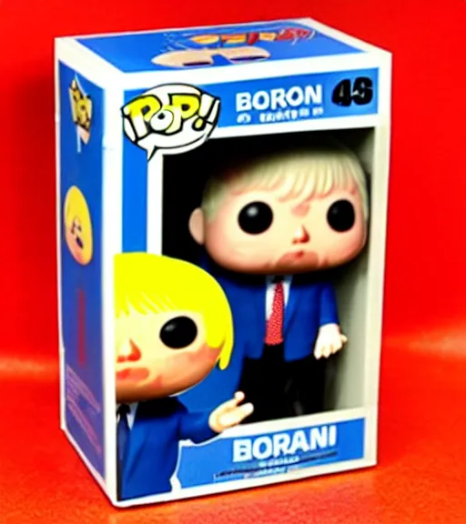 Prompt: 'boris johnson with can of baked beans' funko pop still sealed in box, ebay listing