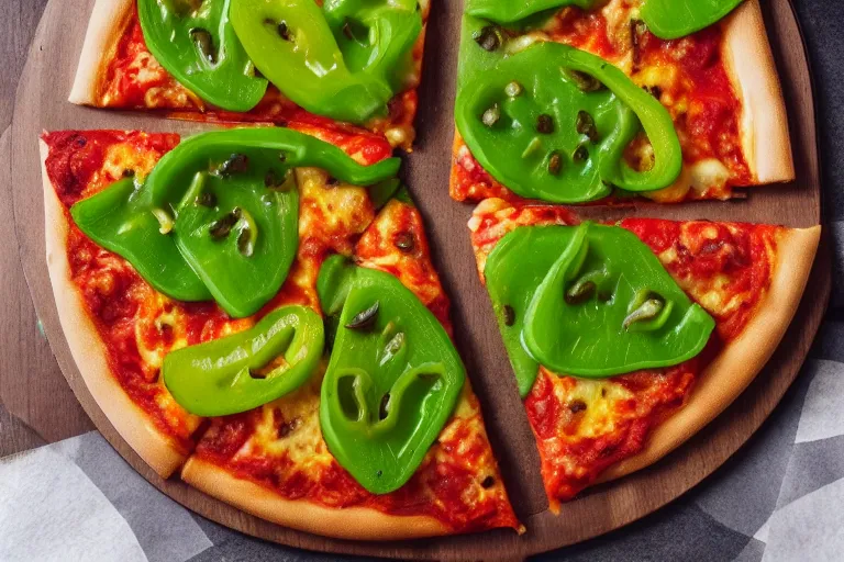 Prompt: green-bell-pepper-pizza